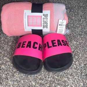 Beach Blanket with Sandals by Pink
